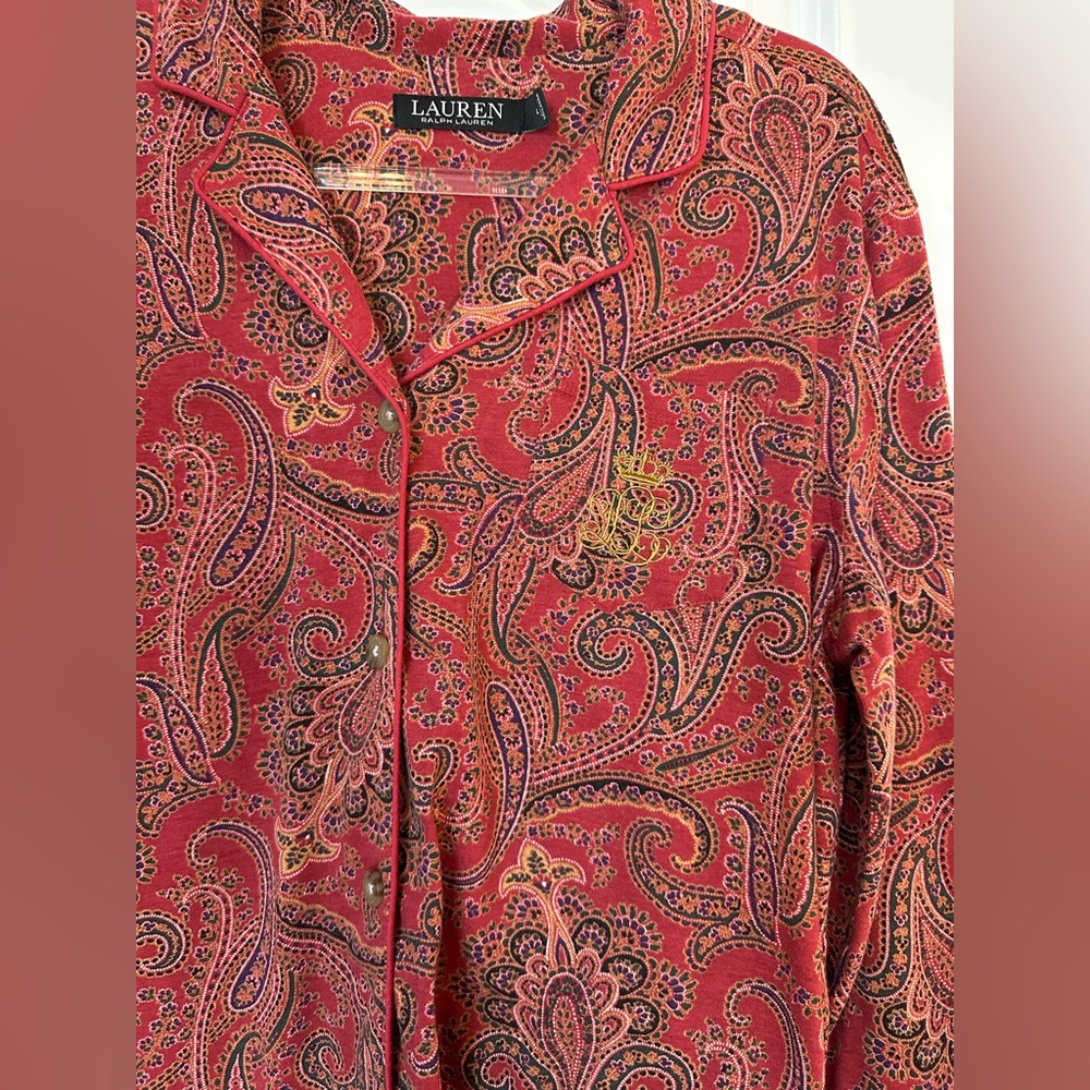 Lauren Ralph Lauren Paisley Cotton-Blend Jersey Sleep Set (Size L) - Picture 3 of 16